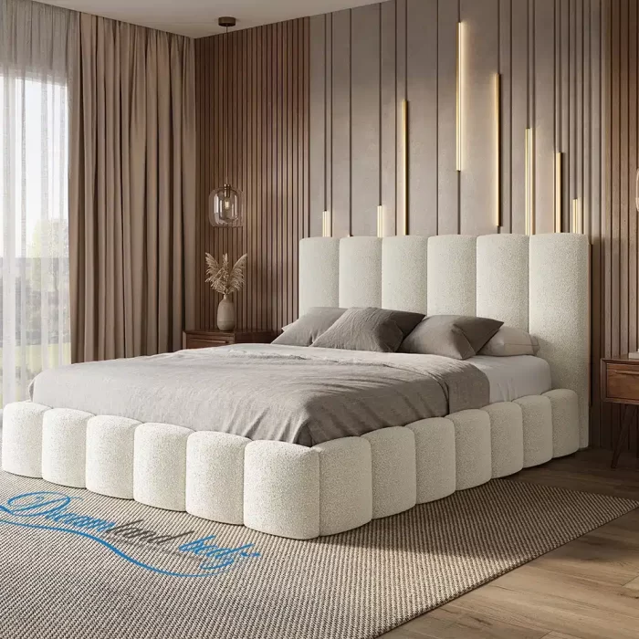 Cheshire Teddy Boucle Cream Bed Side View