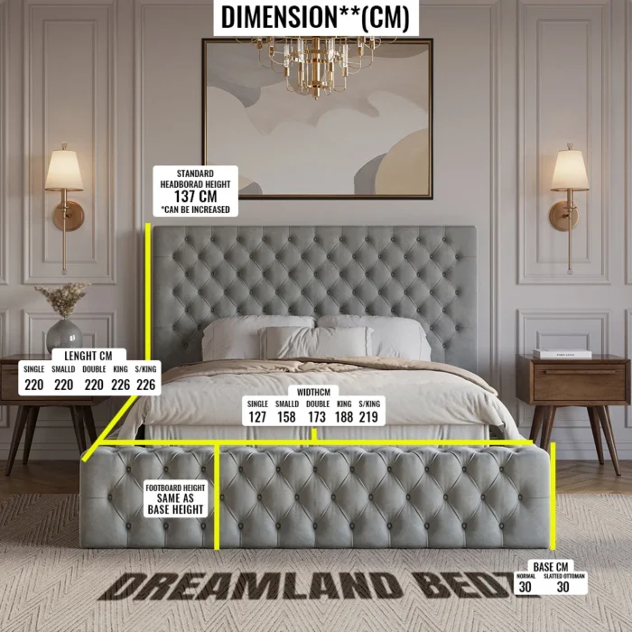 Chesterfield Park Lane Ambassador Bed Dimesnion