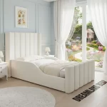 Dreamlandbedz Sofia Lined Kids Bed Teddy Boucle Cream Bed Uk