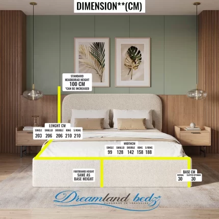 Georgia Teddy Boucle King Bedframe Sizes