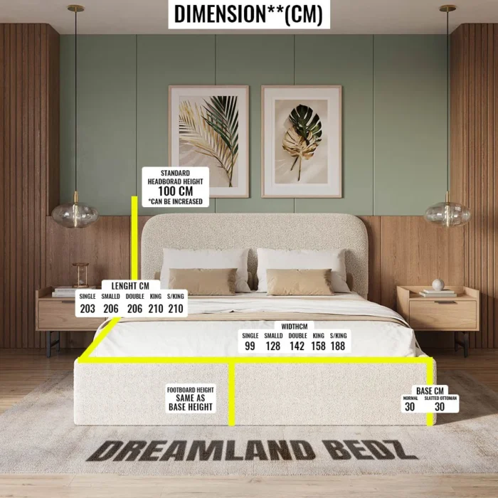 Georgia Teddy Boucle King Bedframe Sizes