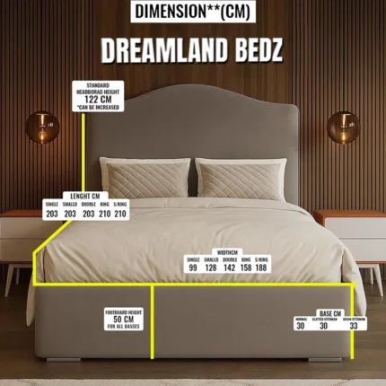 Hampshire Bed Frame With Optional Ottoman Storage Dimension Sizes