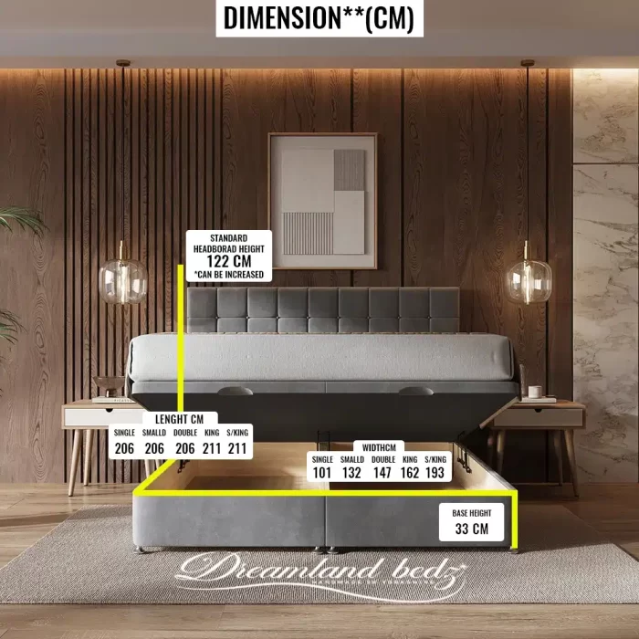 Kingston Ottoman Divan Bed Dimension Sizes