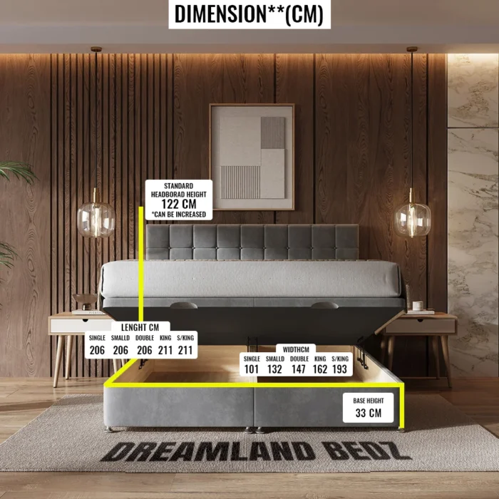 Kingston Ottoman Divan Bed Dimension Sizes