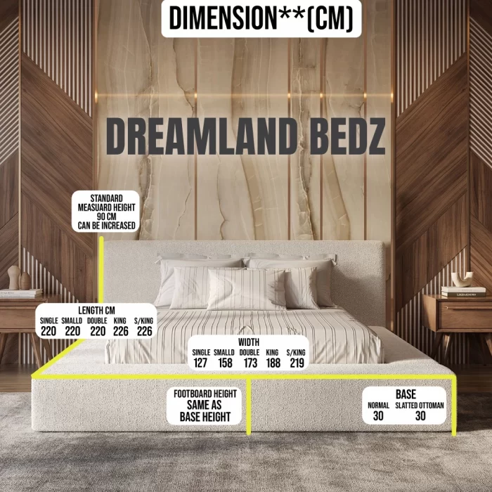 Marshmallow Cloud Teddy Cream Boucle Bed Dimension Sizes