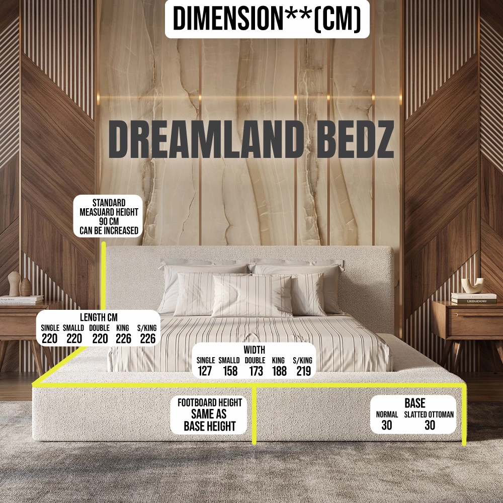 Marshmallow Cloud Teddy Cream Boucle Bed Dimension Sizes