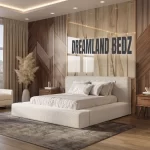 Marshmallow Cloud Teddy Cream Boucle Bed In Room Right Side View