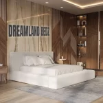 Marshmallow Cloud Teddy Cream Boucle Bed Left Side View In Room