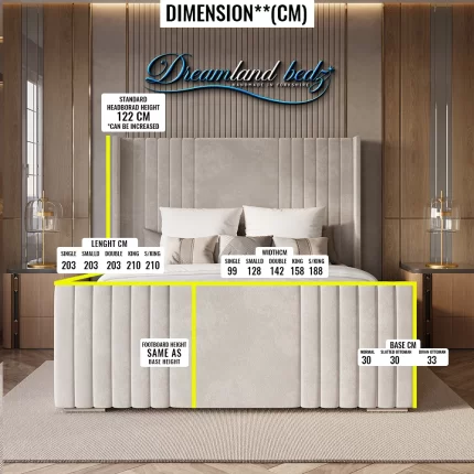 Milan Wingback Bed Frame Dimesnion