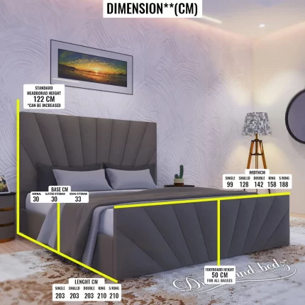 newry-sunrise-upholstery-bed-dimension