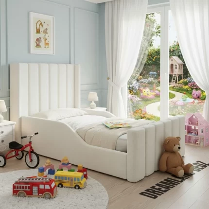 Sofia Lined Kids Bed Teddy Boucle Cream Bed Uk Real