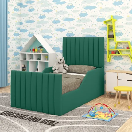 Osaka Linear Upholstered Single Bed With Safety Side Panels