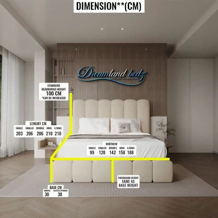 oslo-cream-teddy-boucle-panel-bed-frame-dimension