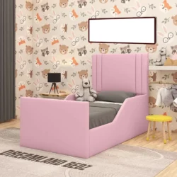 The Princess Pink Velvet Single Bed Frame