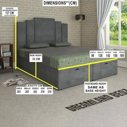 Royal Art Deco Divan Ottoman Bed Frame Dimensions