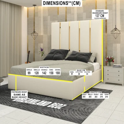The 2025 Golden Zurich Luxury Bed With Optional Ottoman Storage Dimensions