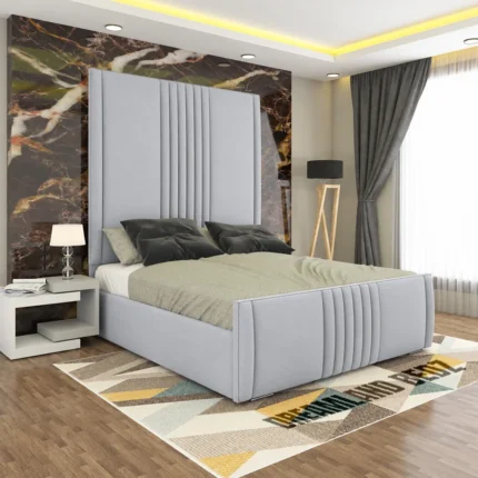 The Alexandria High Panel Bed Frame With Optional Ottoman Storage Split Headboard