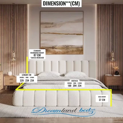 The Cloud Haven Bed Teddy Boucle Cream Dimension