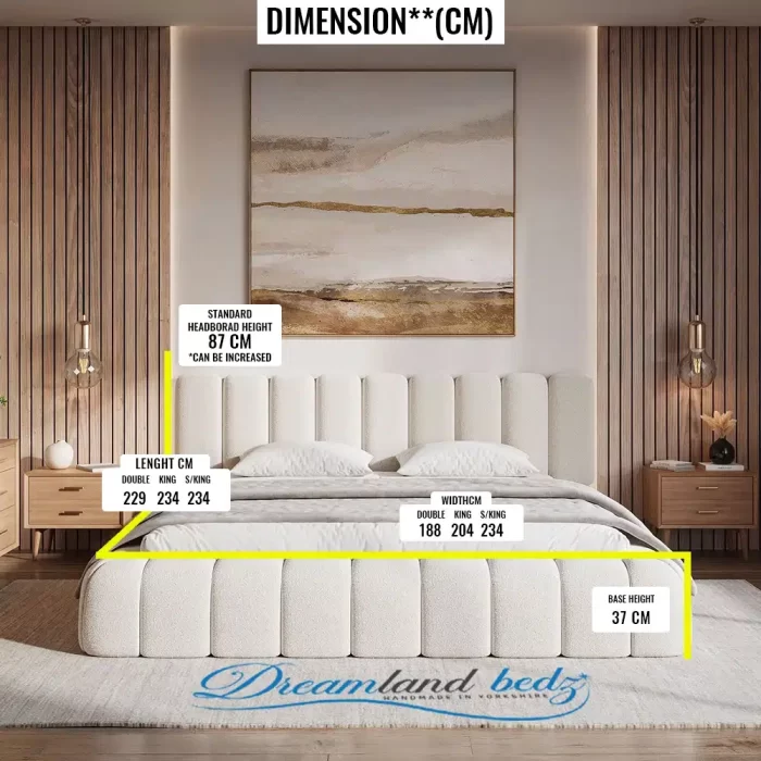 The Cloud Haven Bed Teddy Boucle Cream Dimension