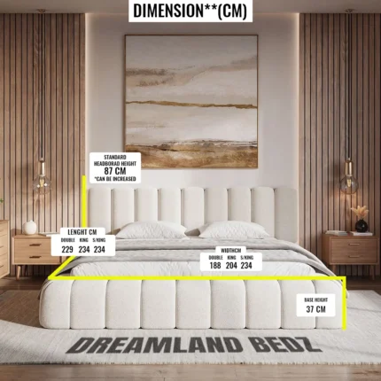The Cloud Haven Bed Teddy Boucle Cream Dimension