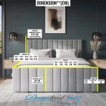 The Orlando Liner Bed Front View Dimension Sizes Image