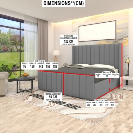 The Orlando Liner With Wingback Bed With Wingback Headboard Dimension Sizes Guide