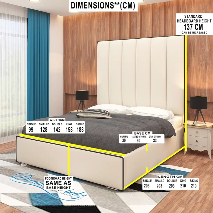 the-paris-liner-bed-frame-with-black-piping-dimension