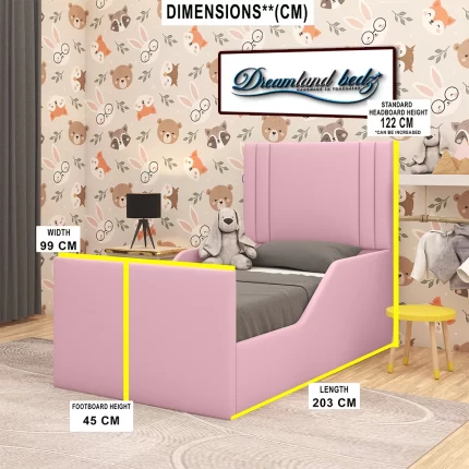 the-princess-pink-velvet-single-bed-frame-dimensions
