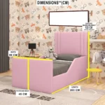 The Princess Pink Velvet Single Bed Frame Dimensions