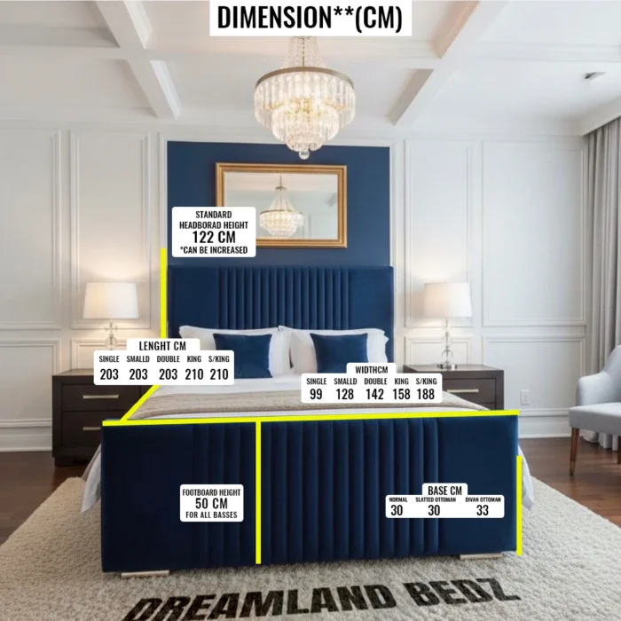 The Royale Signature Bed With Optional Ottoman Storage Bed Sizes Guide