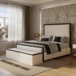 Washington Bed Frame With Black And Cream Fabric Bed Uk