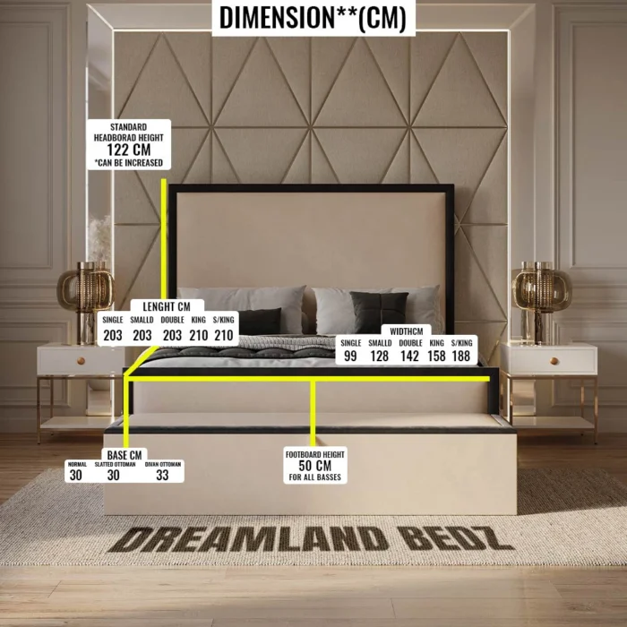 Washington Bed Frame With Black And Cream Plush Fabric Bed Uk