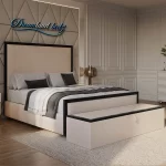 Washington Bed Frame With Black Plush And Cream Plush Fabric In Yorkshire
