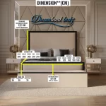 Washington Bed Frame With Black Plush And Cream Plush Fabric In Yorkshire Dimension