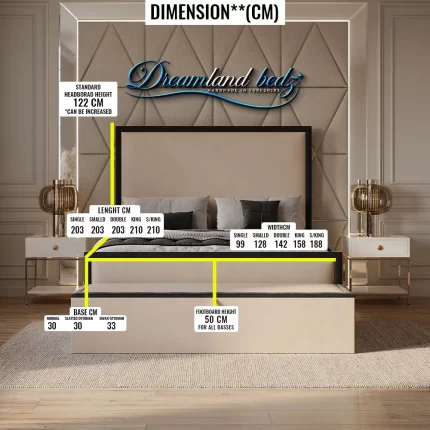 Washington Bed Frame With Black Plush And Cream Plush Fabric In Yorkshire Dimension